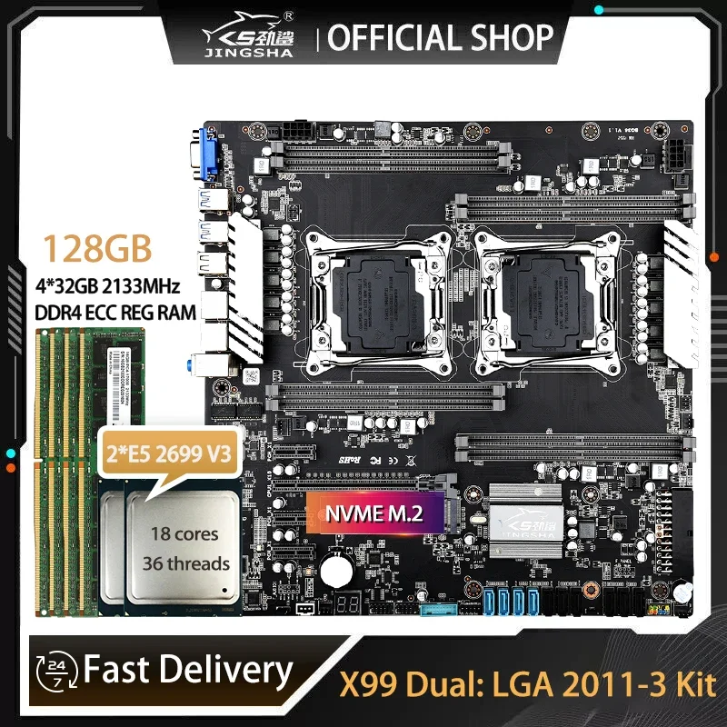Set Motherboard Ganda X99 deng - E5 2699 V4 ulasan dan harga